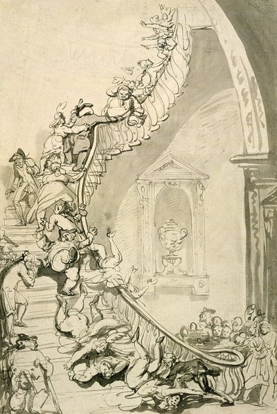 The Exhibition Staircase by Thomas Rowlandson